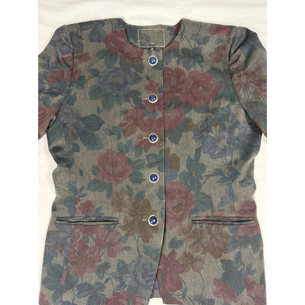 Vintage Dark Floral Blazer Size 10 Romantic Goth Art Teacher 90s Jacket